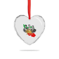 Pahlavi Dynasty Heart Crystal Glass Ornament Three Generations Iran Lion and Sun Portrait