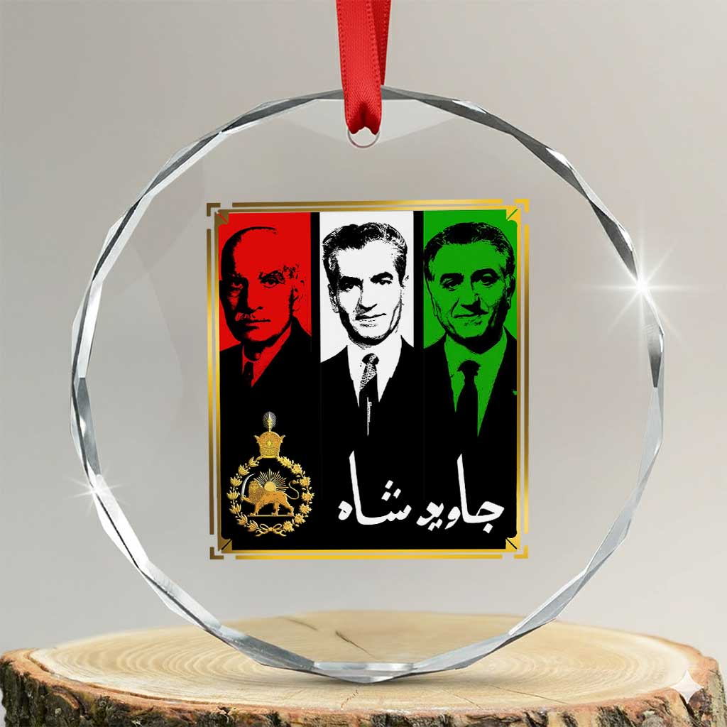 Pahlavi Kings of Iran Crystal Glass Ornament Javid Shah Long live the King