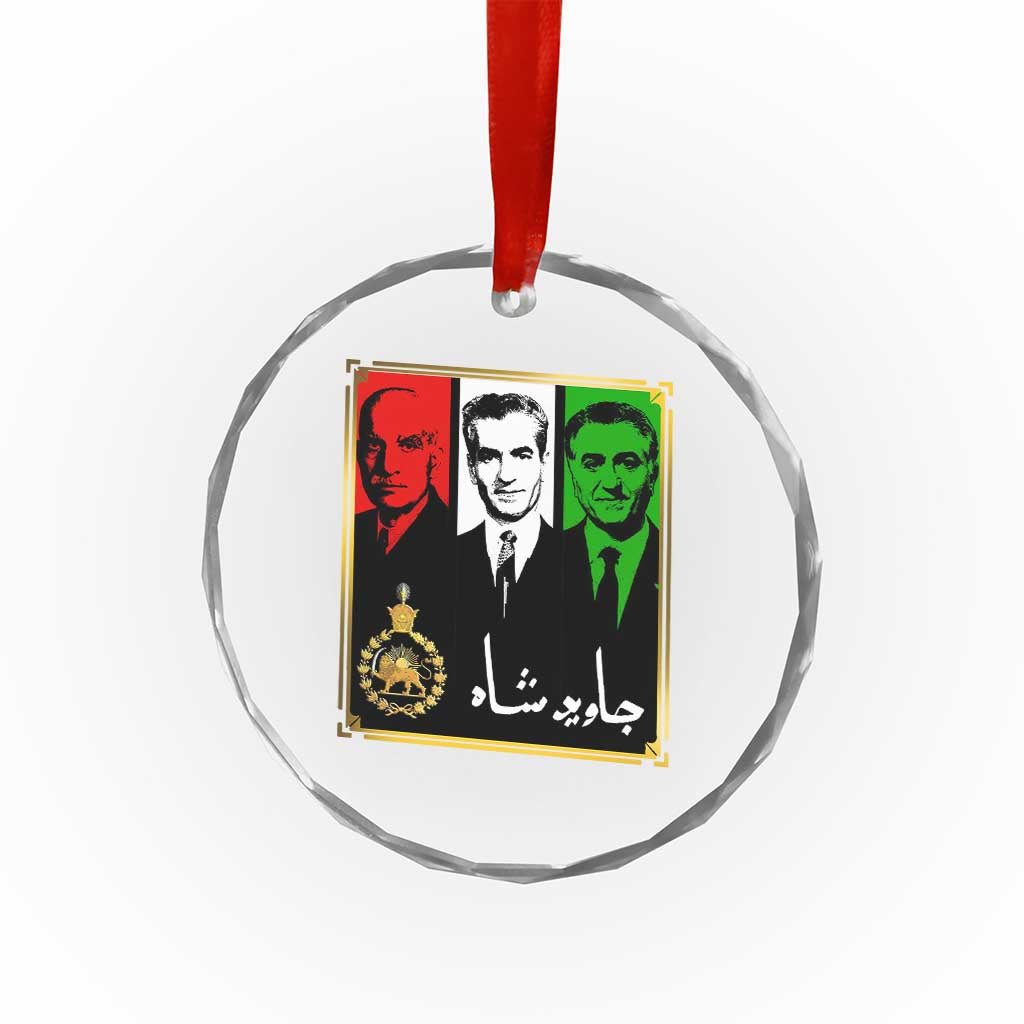 Pahlavi Kings of Iran Crystal Glass Ornament Javid Shah Long live the King