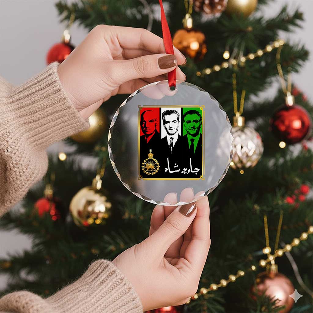 Pahlavi Kings of Iran Crystal Glass Ornament Javid Shah Long live the King