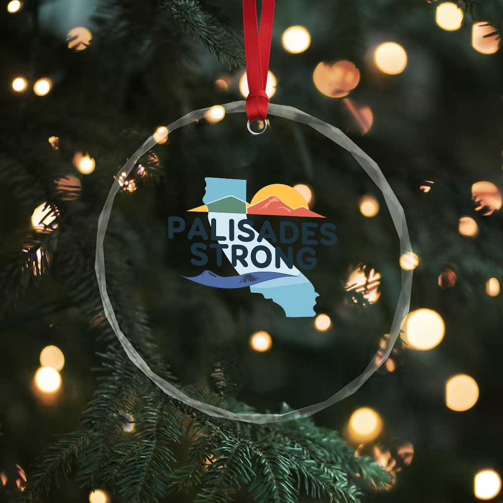 Palisades Strong Crystal Glass Ornament Support California LA Relief TS02