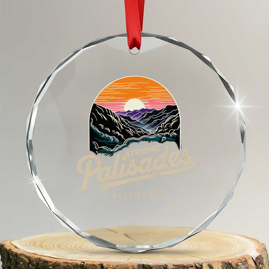 Palisades Strong Crystal Glass Ornament Support California LA Relief Vintage TS02