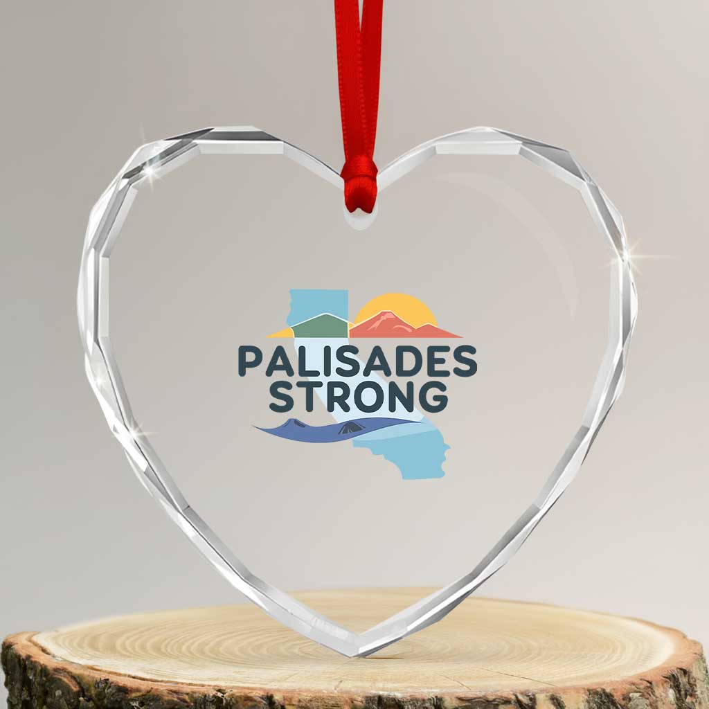 Palisades Strong Heart Crystal Glass Ornament Support California LA Relief - Wonder Print Shop