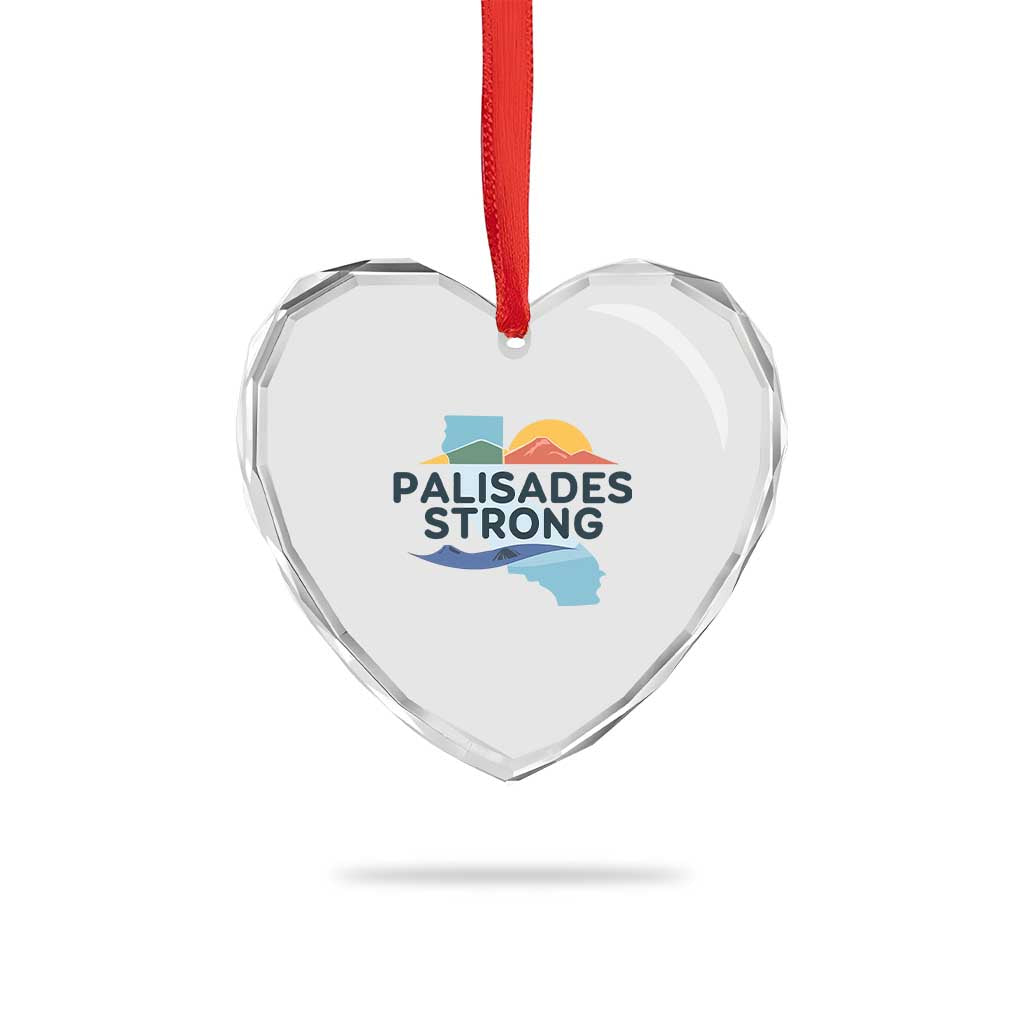 Palisades Strong Heart Crystal Glass Ornament Support California LA Relief - Wonder Print Shop