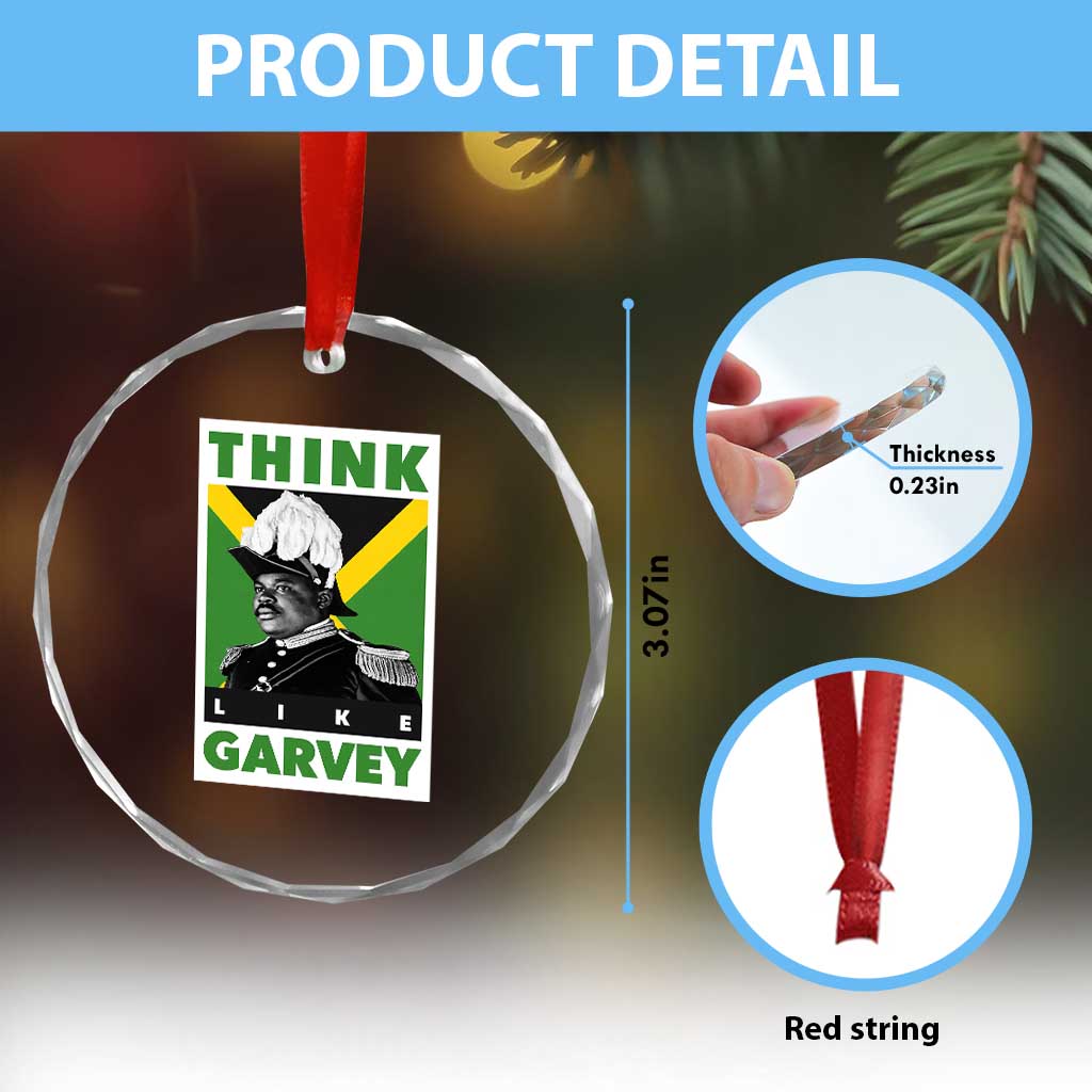 Pan Africanism Think Like Garvey Crystal Glass Ornament Marcus Garvey Jamaica Flag