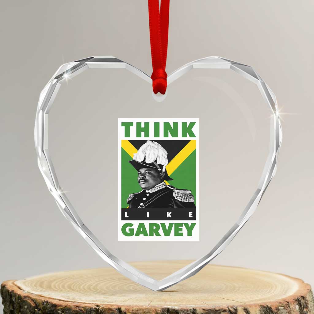 Pan Africanism Think Like Garvey Heart Crystal Glass Ornament Marcus Garvey Jamaica Flag