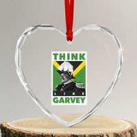 Pan Africanism Think Like Garvey Heart Crystal Glass Ornament Marcus Garvey Jamaica Flag