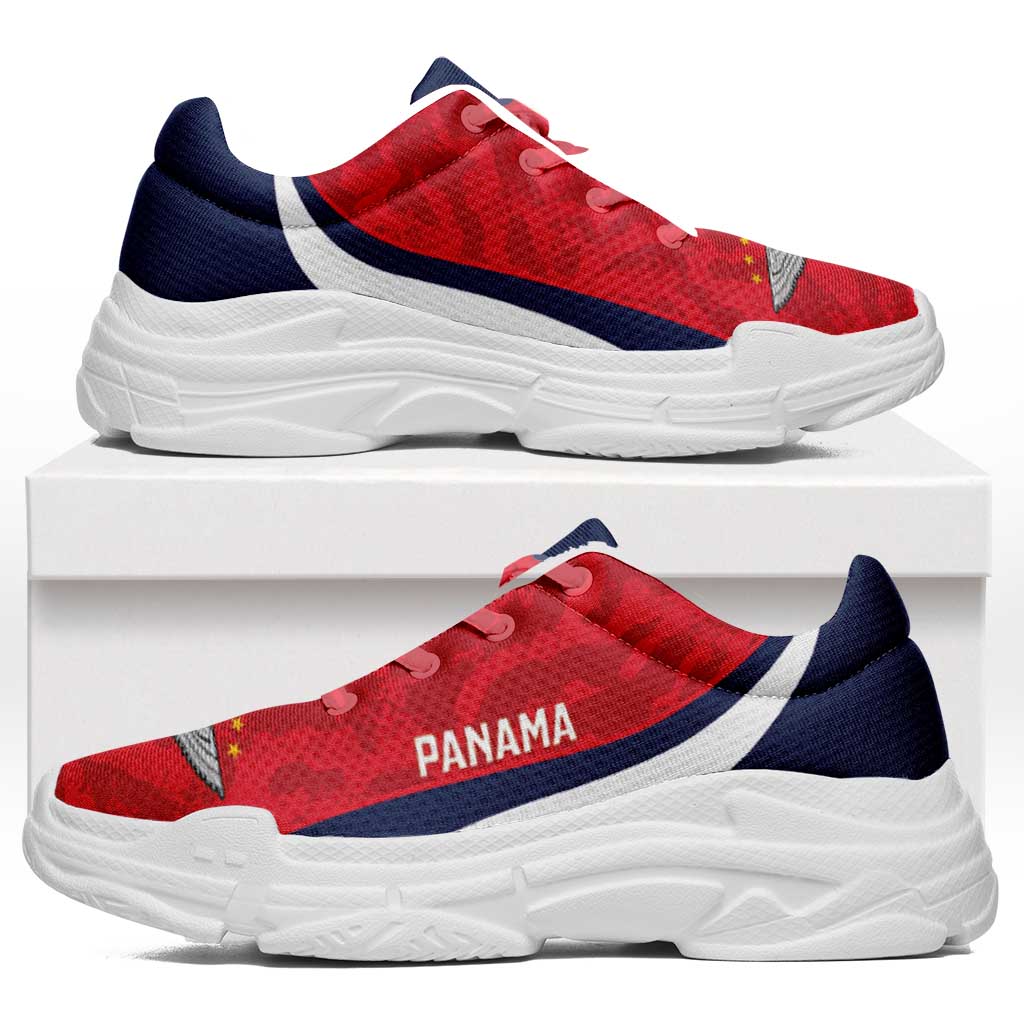 Panama 2026 Football Chunky Sneakers Vamos Los Canaleros Grunge Curve Stylized - Wonder Print Shop