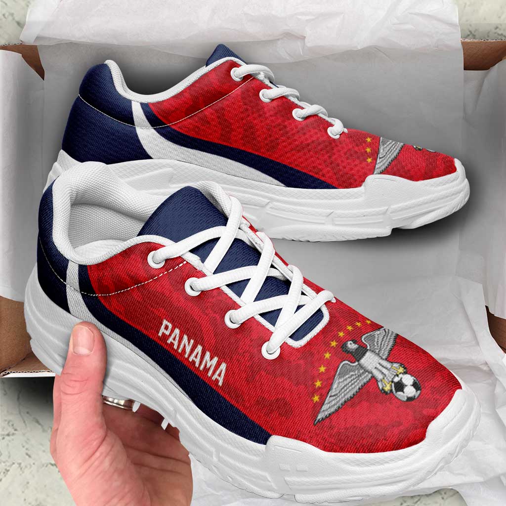 Panama 2026 Football Chunky Sneakers Vamos Los Canaleros Grunge Curve Stylized - Wonder Print Shop