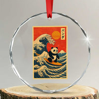 Panda Surfing Japanese Crystal Glass Ornament Vintage Great Wave Off Kanagawa Anime Kawaii - Wonder Print Shop