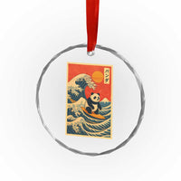 Panda Surfing Japanese Crystal Glass Ornament Vintage Great Wave Off Kanagawa Anime Kawaii - Wonder Print Shop