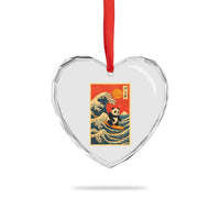 Panda Surfing Japanese Heart Crystal Glass Ornament Vintage Great Wave Off Kanagawa Anime Kawaii - Wonder Print Shop