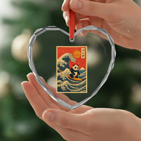 Panda Surfing Japanese Heart Crystal Glass Ornament Vintage Great Wave Off Kanagawa Anime Kawaii - Wonder Print Shop