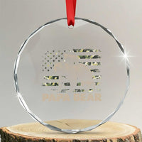 Papa Bear Father's Day Crystal Glass Ornament Camouflage California Republic Flag Bear