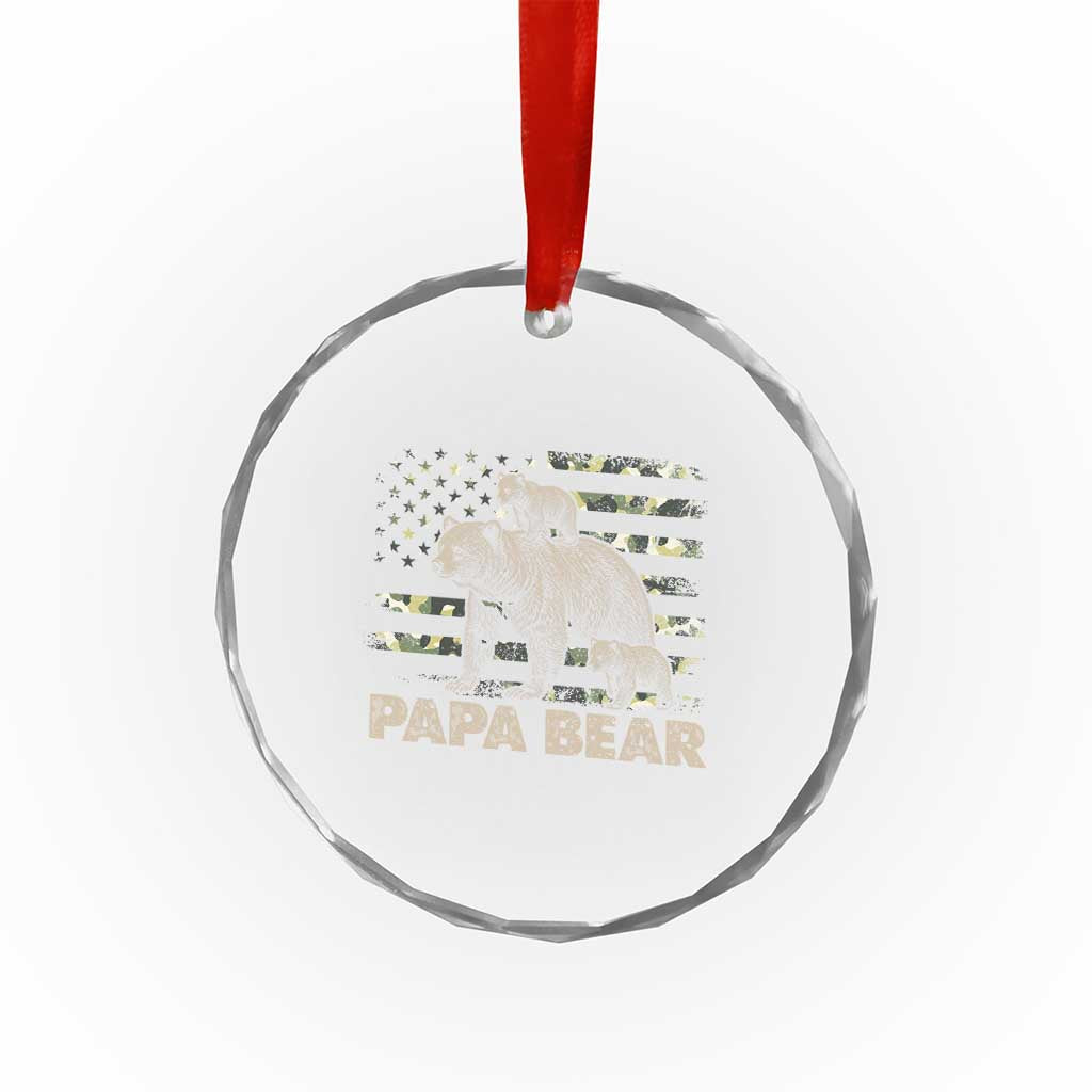 Papa Bear Father's Day Crystal Glass Ornament Camouflage California Republic Flag Bear