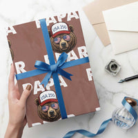 Papa Bear Father's Day Wrapping Paper Roll America 250th Anniversary USA Flag July 4th