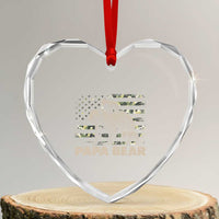 Papa Bear Father's Day Heart Crystal Glass Ornament Camouflage California Republic Flag Bear