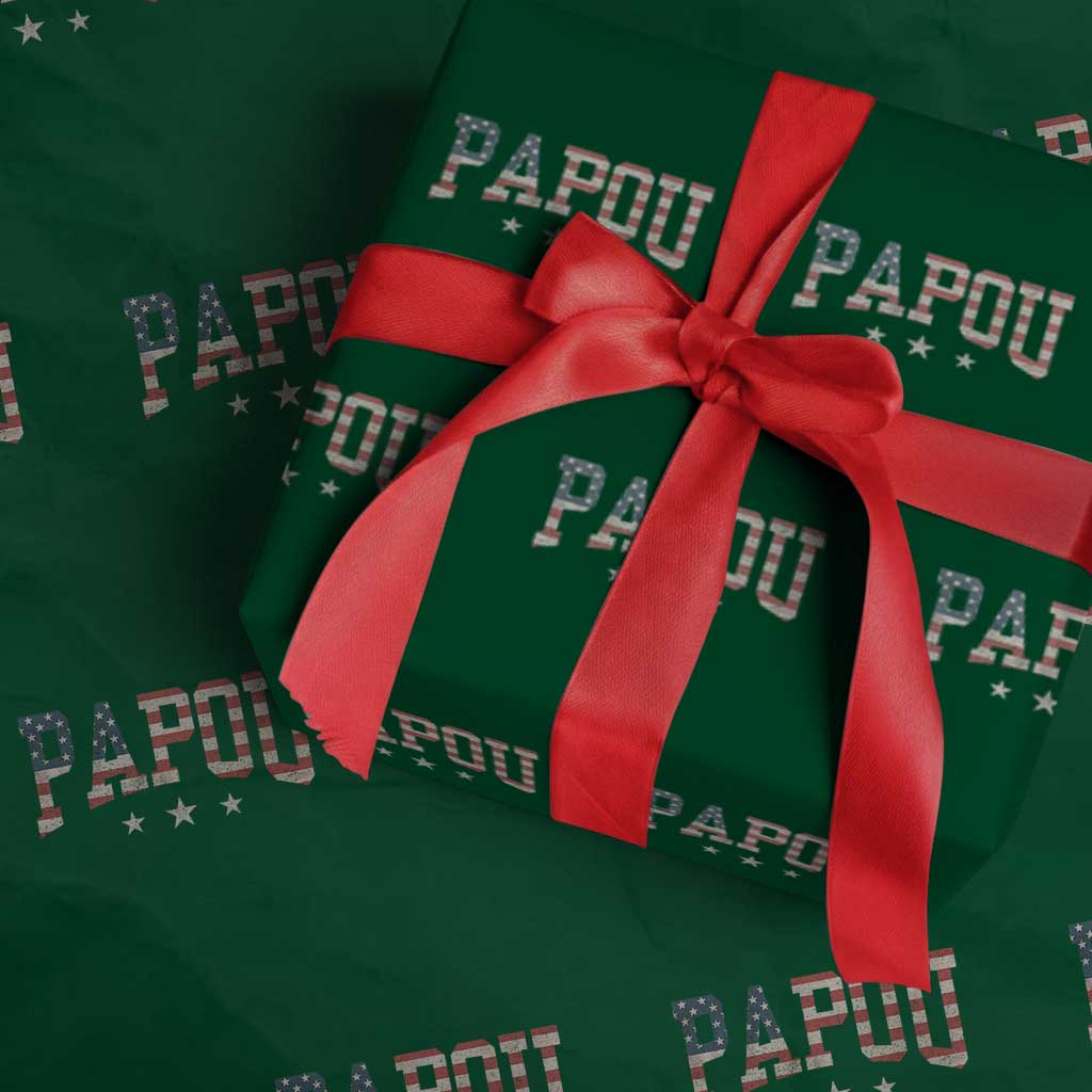 Papou Wrapping Paper Roll New Grandpa Father’s Day USA Flag Patriotic - Wonder Print Shop