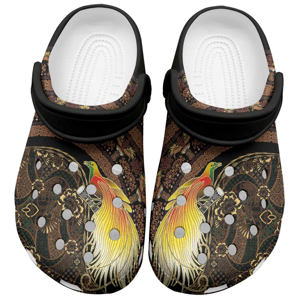 Papua New Guinea and Indonesia Batik Clogs Shoes Bird of Paradise with Tribal Batik Patterns