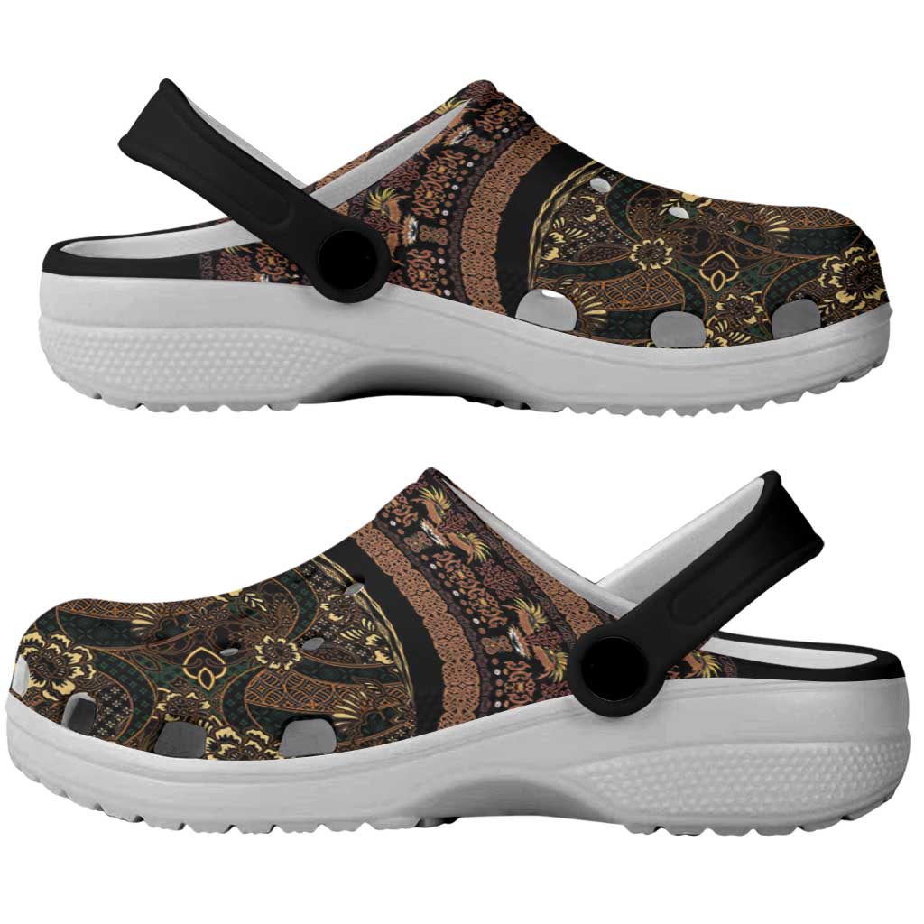 Papua New Guinea and Indonesia Batik Clogs Shoes Bird of Paradise with Tribal Batik Patterns