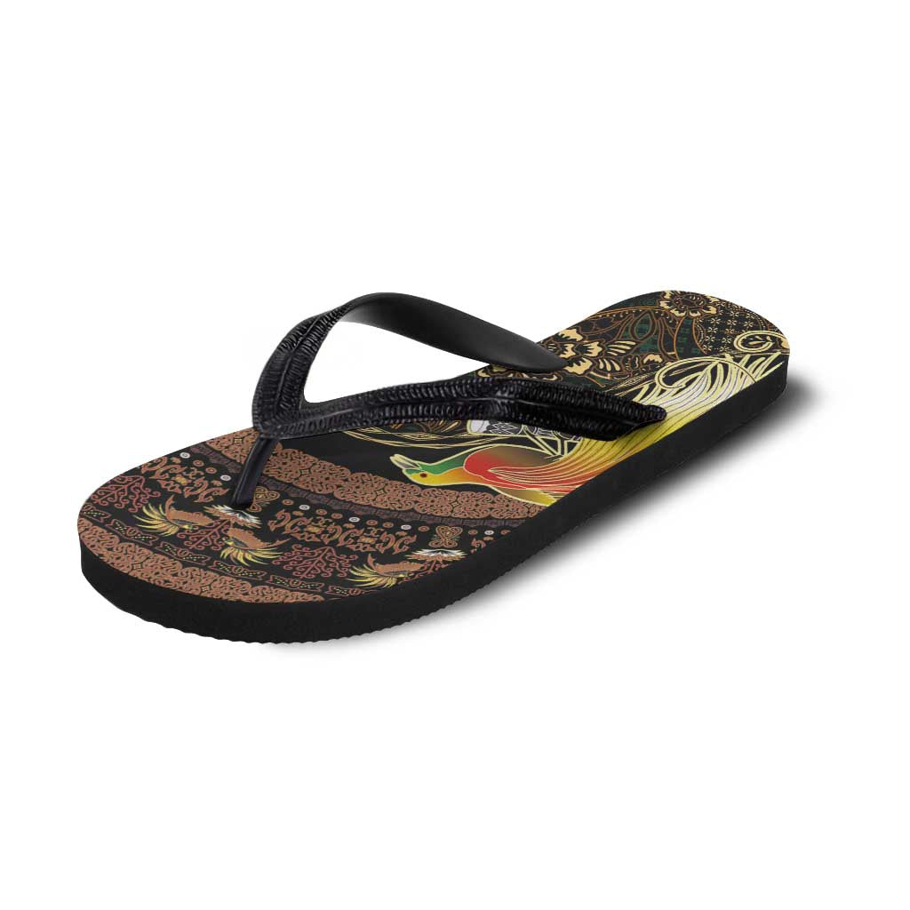 Papua New Guinea and Indonesia Batik Flip Flops Bird of Paradise with Tribal Batik Patterns
