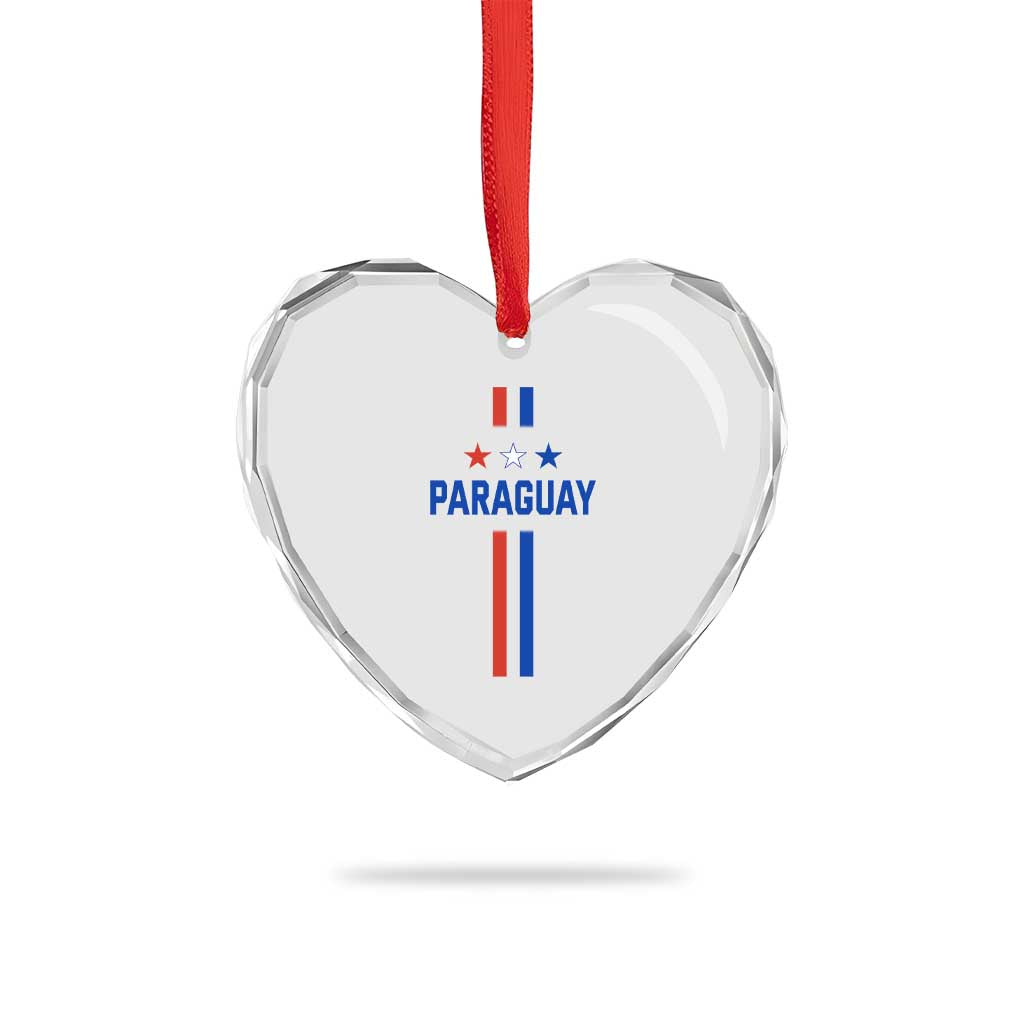 Paraguay Flag Soccer Jersey Style Graphic Heart Crystal Glass Ornament Patriotic Paraguaya Pride Football Fans Sports Spirit
