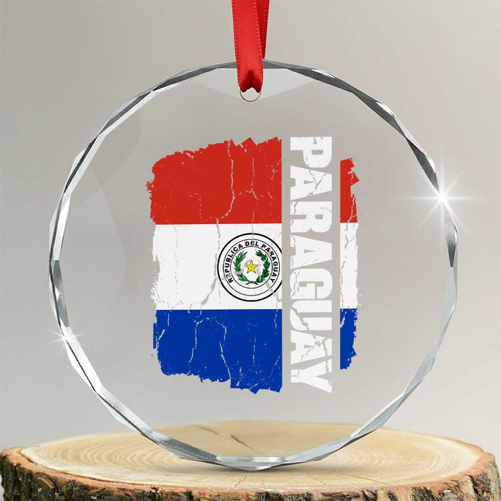 Paraguay Proud Roots Vintage Paraguaya Flag Heritage Pride Crystal Glass Ornament