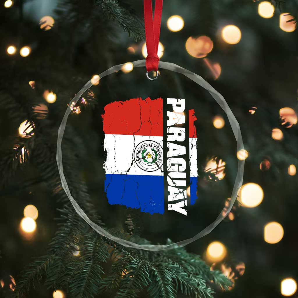 Paraguay Proud Roots Vintage Paraguaya Flag Heritage Pride Crystal Glass Ornament