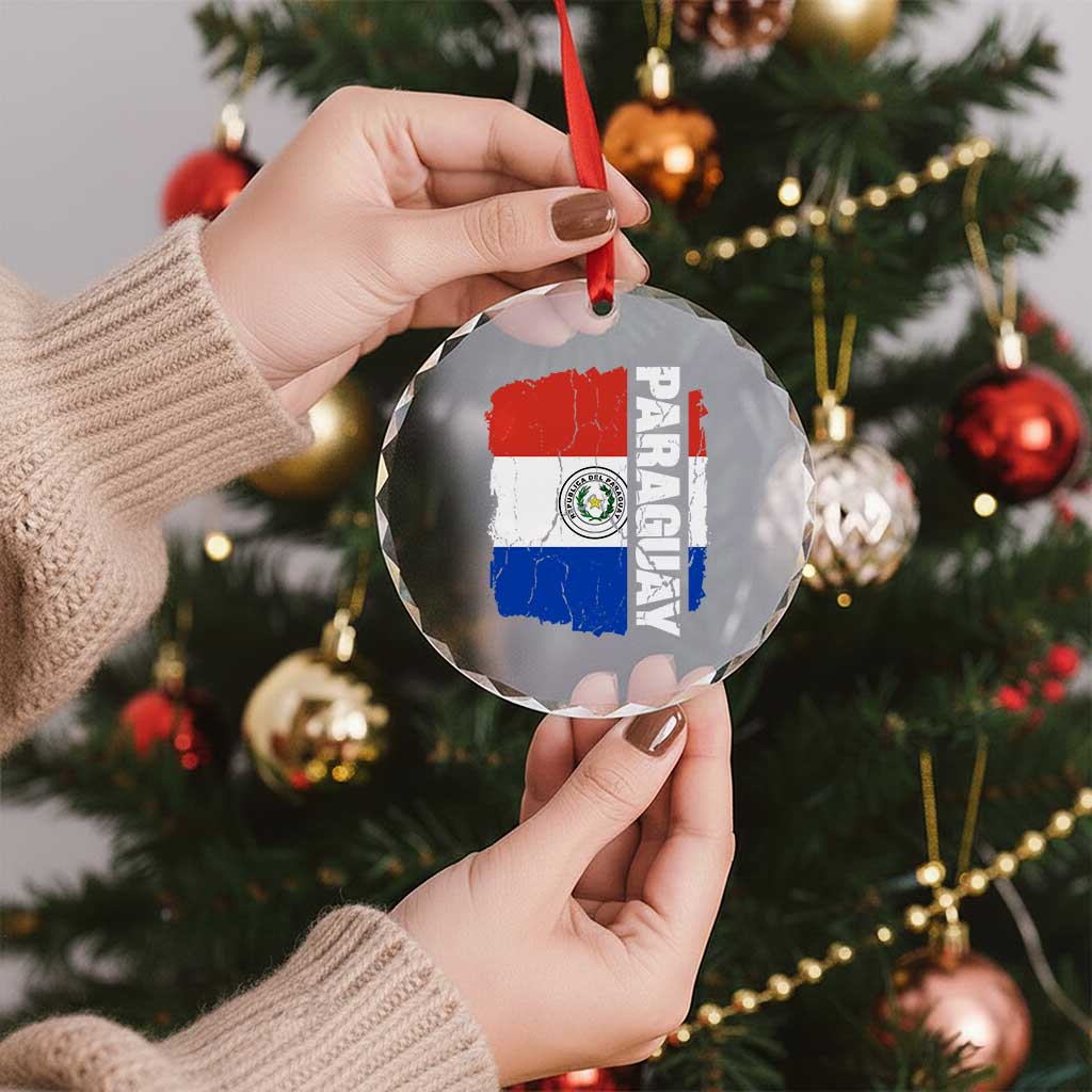 Paraguay Proud Roots Vintage Paraguaya Flag Heritage Pride Crystal Glass Ornament