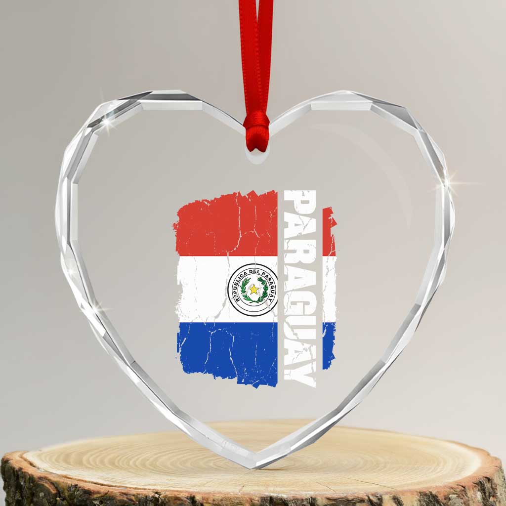 Paraguay Proud Roots Vintage Paraguaya Flag Heritage Pride Heart Crystal Glass Ornament