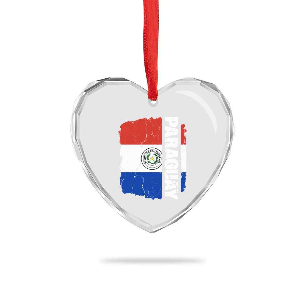 Paraguay Proud Roots Vintage Paraguaya Flag Heritage Pride Heart Crystal Glass Ornament