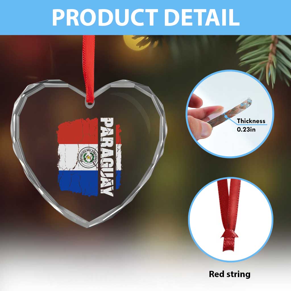 Paraguay Proud Roots Vintage Paraguaya Flag Heritage Pride Heart Crystal Glass Ornament