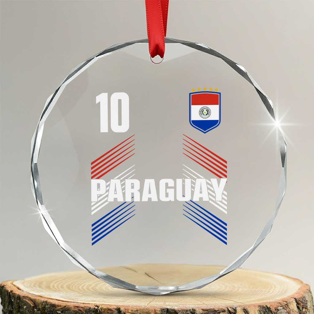 Paraguay Soccer Sports Graphic Number 10 Jersey Style Crystal Glass Ornament Proud Paraguayan Football Fans Game Day Pride