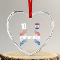 Paraguay Soccer Sports Graphic Number 10 Jersey Style Heart Crystal Glass Ornament Proud Paraguayan Football Fans Game Day Pride