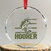 Part Time Hooker Crystal Glass Ornament Funny Fishing Patriotic US Flag Fisherman