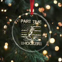 Part Time Hooker Crystal Glass Ornament Retro Funny Fishing Camouflage Camo US Flag