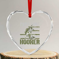 Part Time Hooker Heart Crystal Glass Ornament Funny Fishing Patriotic US Flag Fisherman