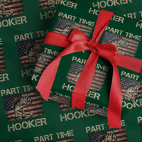 Part Time Hooker Wrapping Paper Roll Funny Fishing USA Flag Patriotic Fisherman