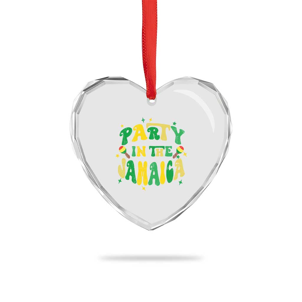 Party in The Jamaica Heart Crystal Glass Ornament Funny Jamaican Independence Day - Wonder Print Shop
