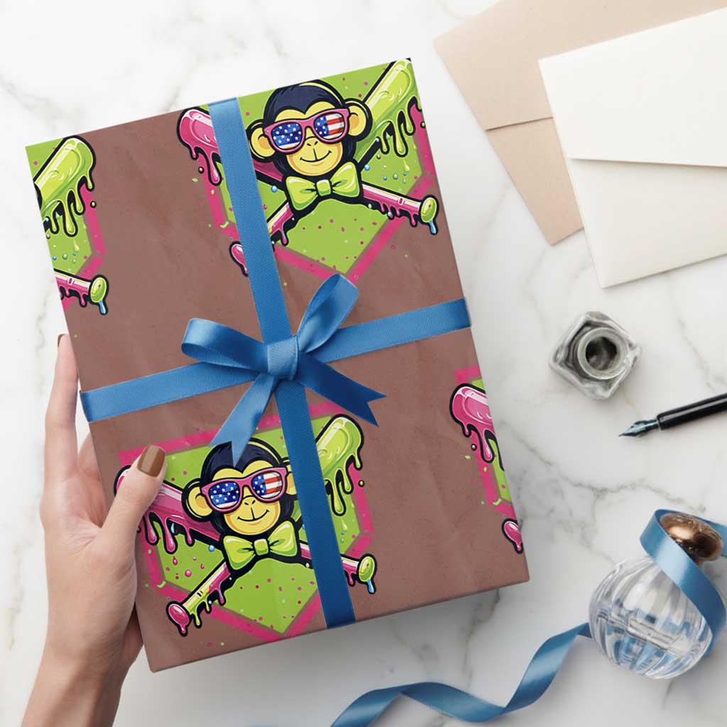 Party Monkey Baseball Drip Funny Animals Lover Wrapping Paper Roll