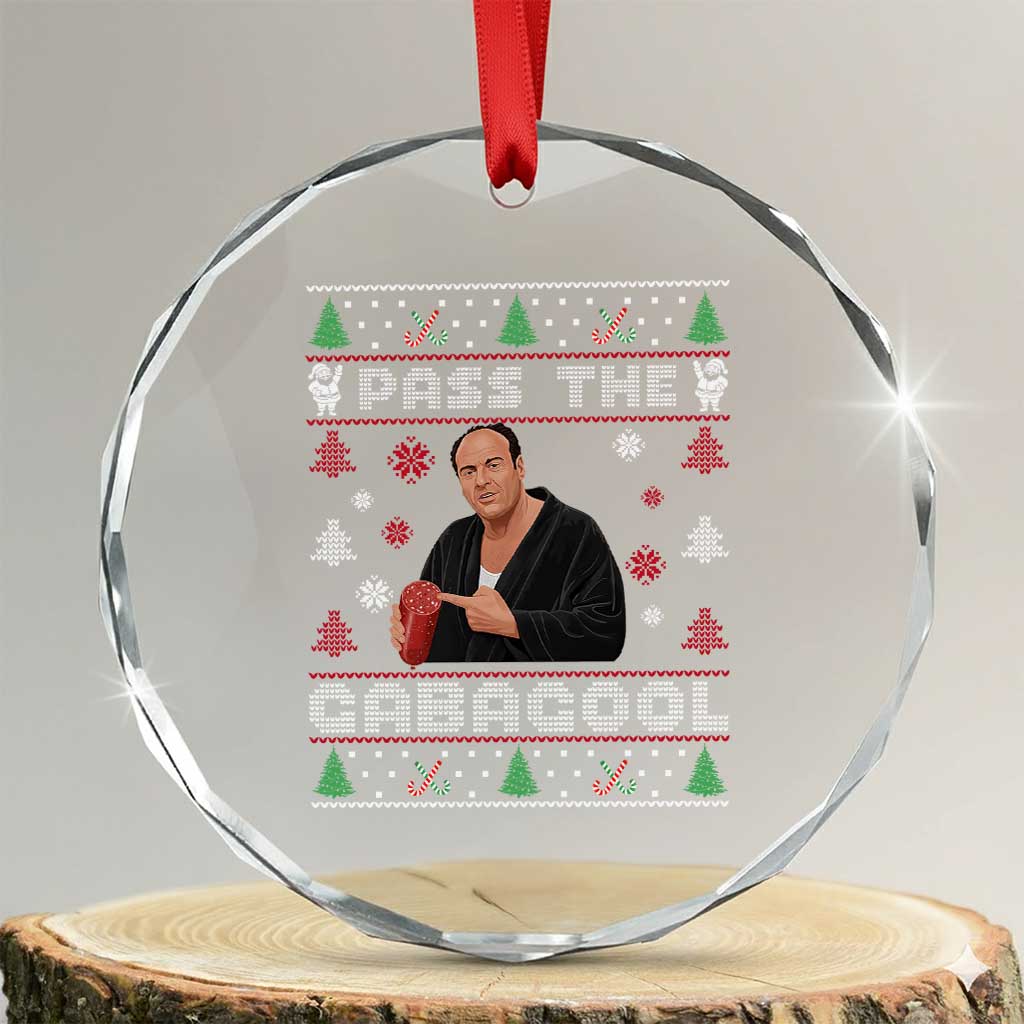 Pass The Gabagool Ugly Christmas Crystal Glass Ornament Retro TV Show Funny - Wonder Print Shop