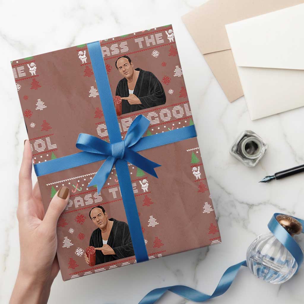 Pass The Gabagool Ugly Christmas Wrapping Paper Roll Retro TV Show Funny - Wonder Print Shop