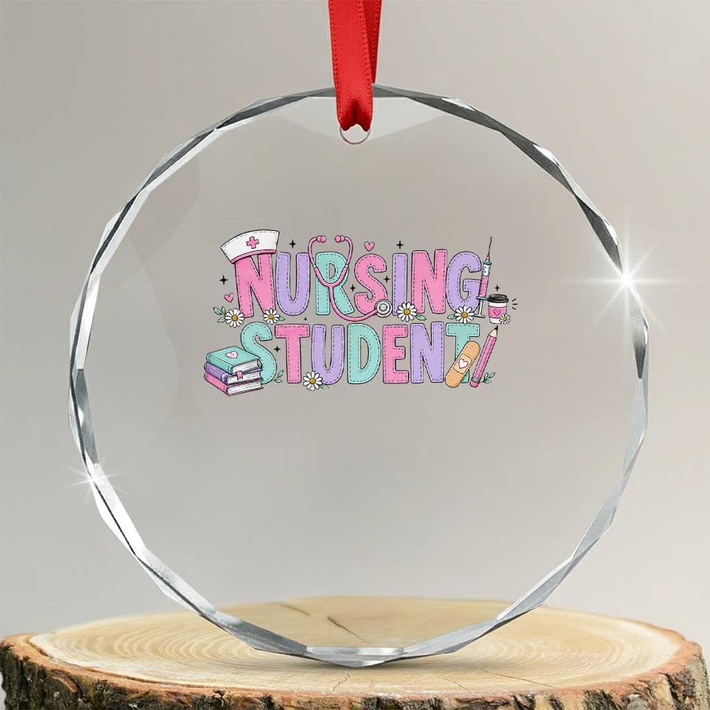 Pastel Nursing Student Medical School Gift Crystal Glass Ornament