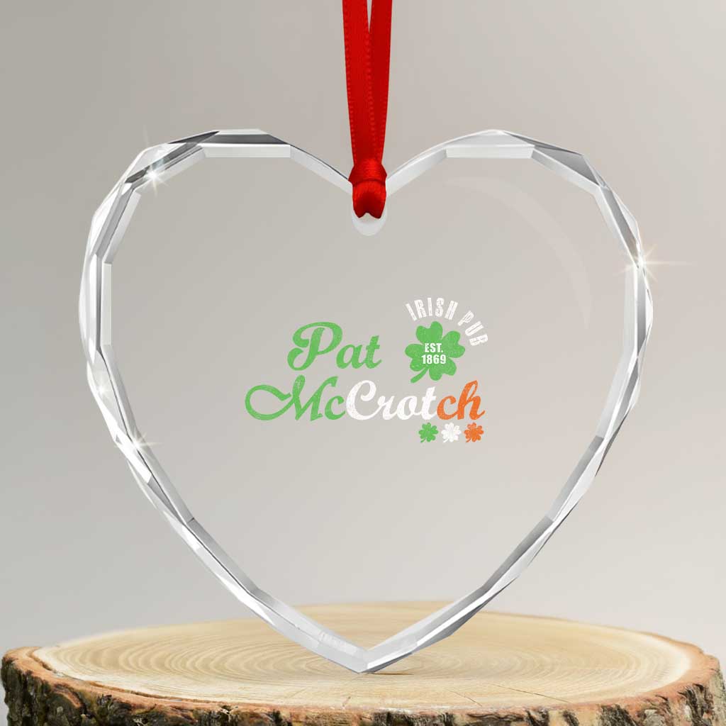 Pat McCrotch Irish Pub Heart Crystal Glass Ornament St Patricks Day Drinking Humor