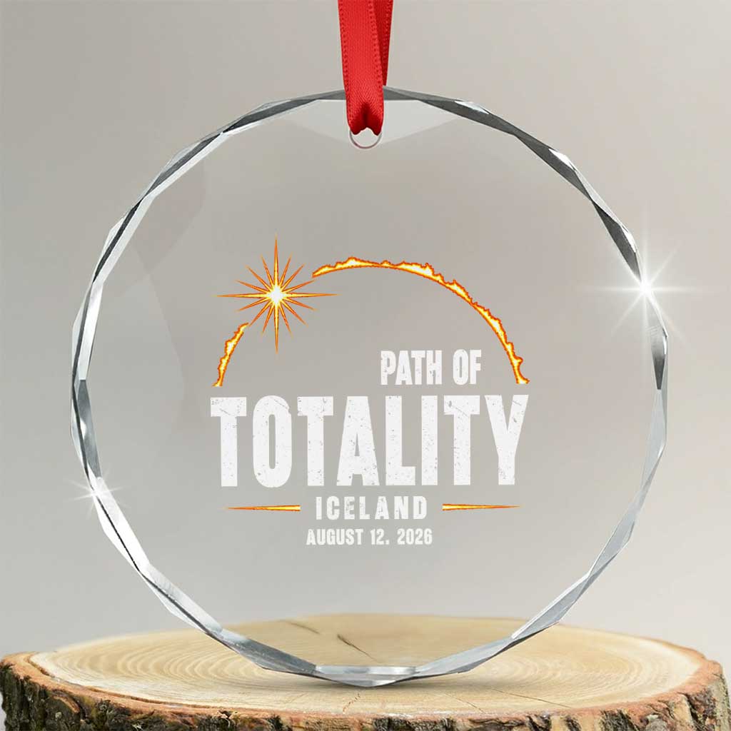 Path of Totality Iceland August 12 2026 Crystal Glass Ornament Total Solar Eclipse Astronomy Travel Gift