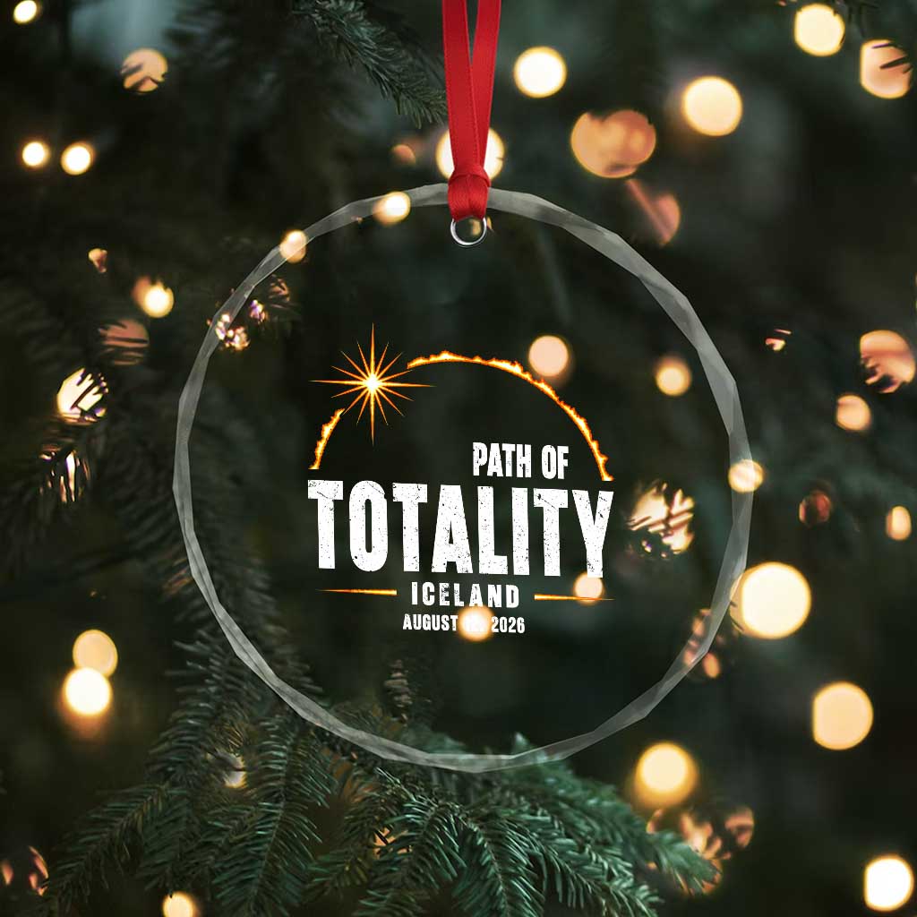 Path of Totality Iceland August 12 2026 Crystal Glass Ornament Total Solar Eclipse Astronomy Travel Gift