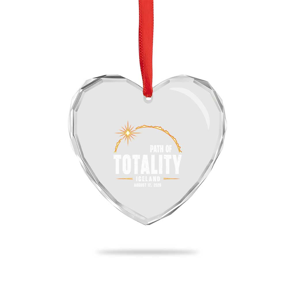 Path of Totality Iceland August 12 2026 Heart Crystal Glass Ornament Total Solar Eclipse Astronomy Travel Gift
