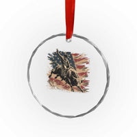 Patiotic Bull Rider Vintage Bull Riding Cowboy American Flag Crystal Glass Ornament