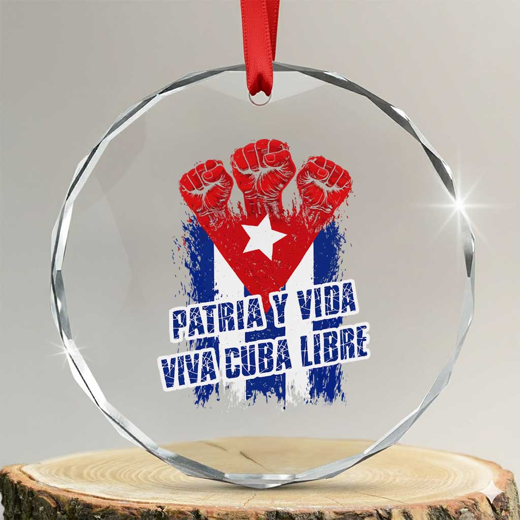Patria y Vida Cuba Libre Crystal Glass Ornament Cuba Flag Fist Freedom Movement
