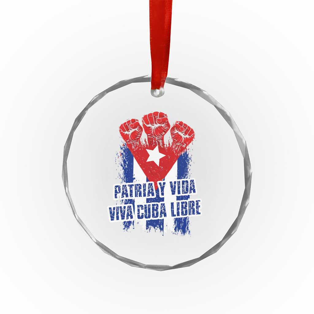 Patria y Vida Cuba Libre Crystal Glass Ornament Cuba Flag Fist Freedom Movement